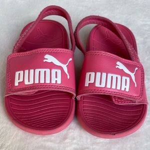Pink Puma sandals with Velcro top